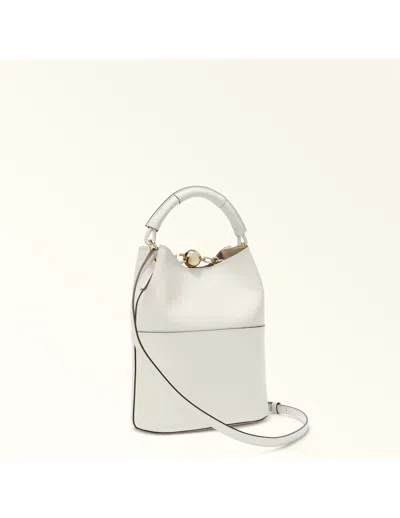 Furla Leather Bucket Bag In White