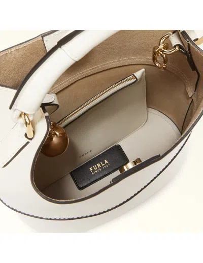 Furla Leather Bucket Bag In White