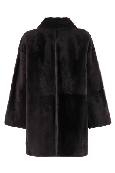 Max Mara Leather Outerwear In Brown