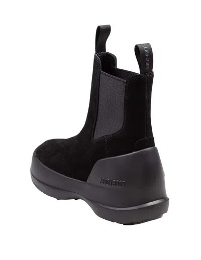 Moon Boot Luna Chelsea Suede Leather Ankle In Black