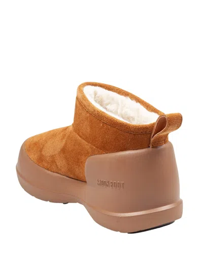 Moon Boot Low-top Suede Half-, Cognac In Brown