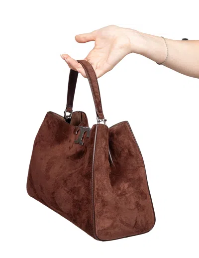 Tory Burch Eleanor Suede Satchel Bag In Cocoa In Brown