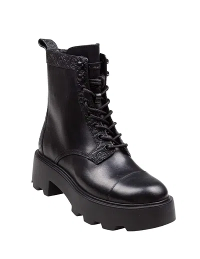 Tory Burch Leather Ankle Boot With T Monogram In Black In Black