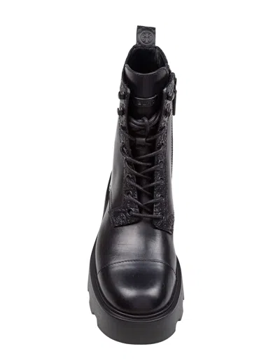 Tory Burch Leather Ankle Boot With T Monogram In Black In Black