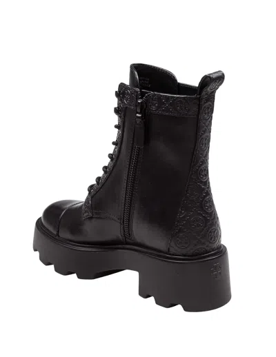 Tory Burch Leather Ankle Boot With T Monogram In Black In Black
