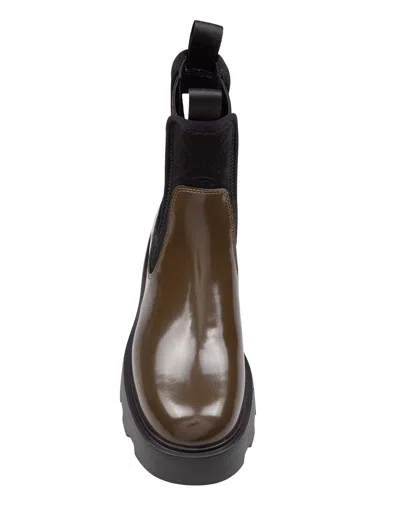 Tory Burch Leather And Neoprene Chelsea Boot In Olive Green In Green
