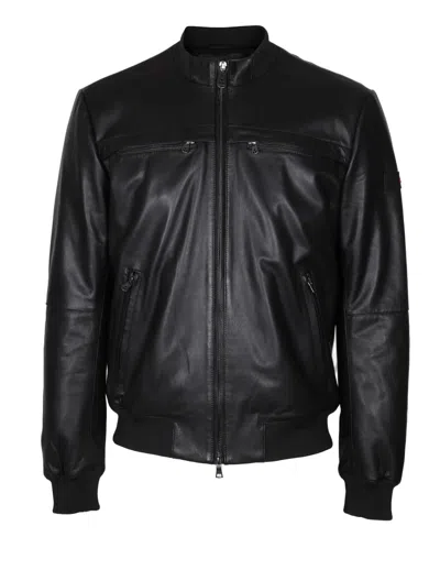 Peuterey Sands Leather Jacket Color Black In Black