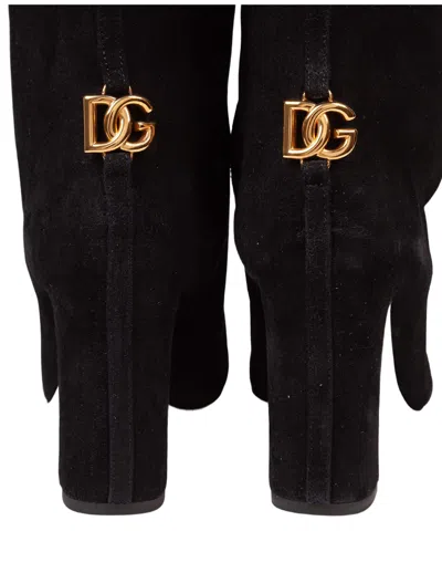 Dolce & Gabbana Black Suede Boot In Black