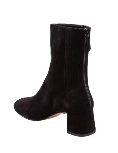 Aquazzura Saint Honore 50 Ankle Boot In Black Suede In Black