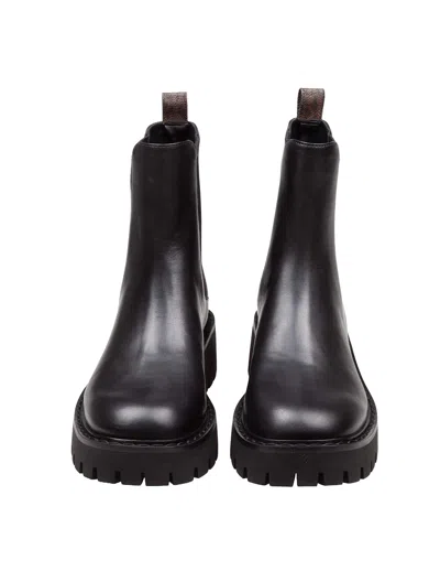 Michael Kors Asher Flat Ankle Boot In Black Leather In Multi