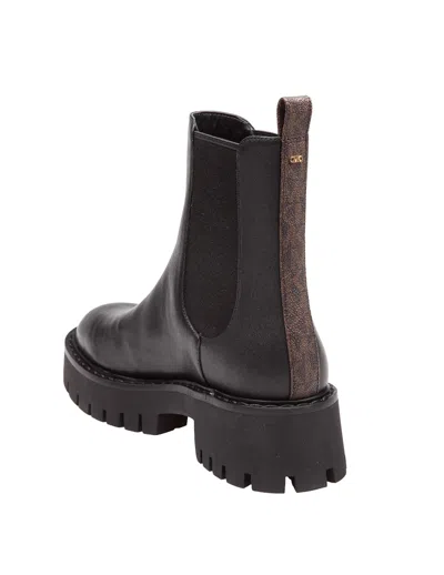 Michael Kors Asher Flat Ankle Boot In Black Leather In Multi