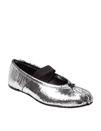 Maison Margiela Tabi Ballerina Broken Mirror Shoes In Silver