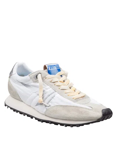 Golden Goose Running Sneakers In Suede And Nylon, White In Gray
