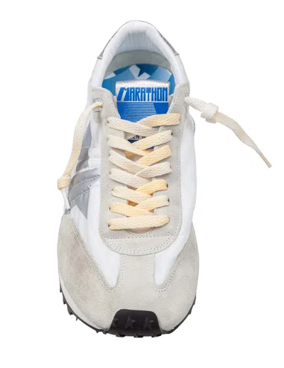 Golden Goose Running Sneakers In Suede And Nylon, White In Gray