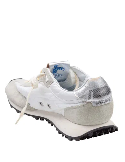 Golden Goose Running Sneakers In Suede And Nylon, White In Gray