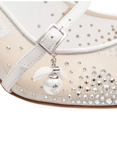 Jimmy Choo Aren 65 Tkw Mesh And Leather Pumps With Crystal Appliques In White