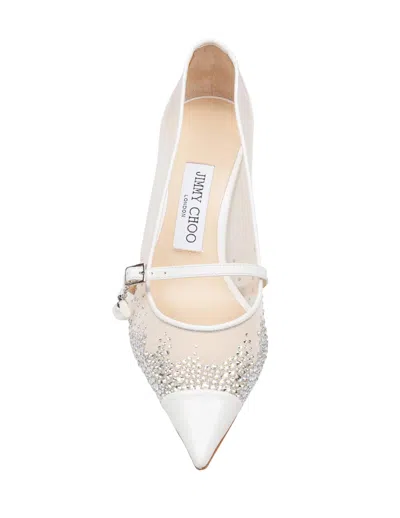 Jimmy Choo Aren 65 Tkw Mesh And Leather Pumps With Crystal Appliques In White