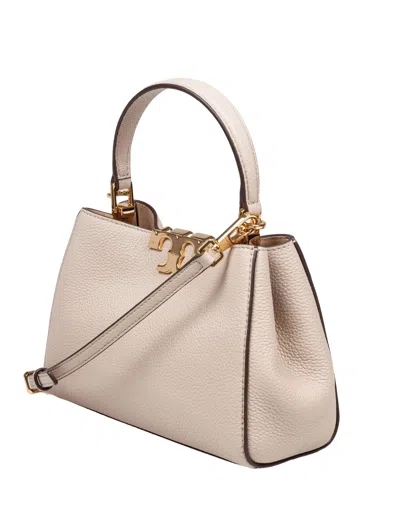 Tory Burch Eleanor Mini Satchel In Hammered Leather Stone Color In Neutral