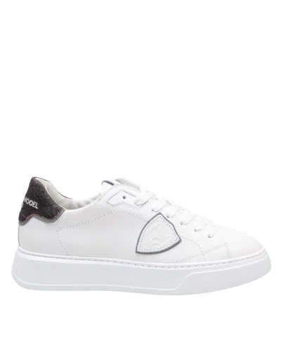 Philippe Model Temple Low Leather Sneakers, Black And White In Multi
