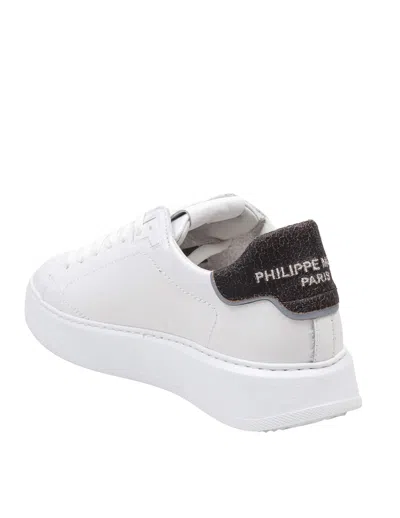 Philippe Model Temple Low Leather Sneakers, Black And White In Multi