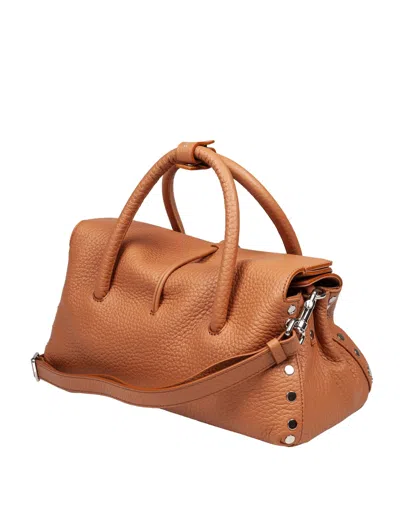 Zanellato Dotta Centauro S Hammered Leather Bag In Amaretto Brown In Brown