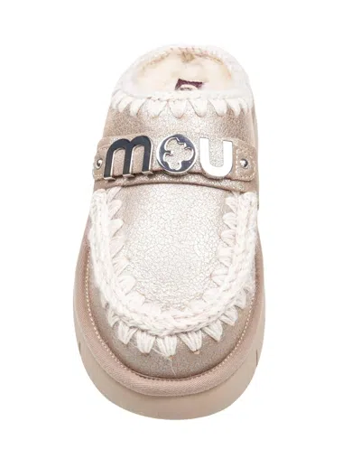 Mou Bounce Clog In Laminated Sheepskin Stone Color In Gray