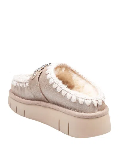 Mou Bounce Clog In Laminated Sheepskin Stone Color In Gray