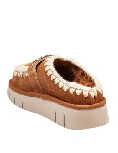 Mou Bounce Sheepskin Clog Cognac Color In Brown