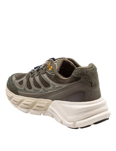Barracuda Round-one Fabric And Suede Sneakers In Military Green In Green