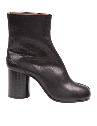 Maison Margiela Tabi Ankle Boots In Soft Brown Nappa In Black