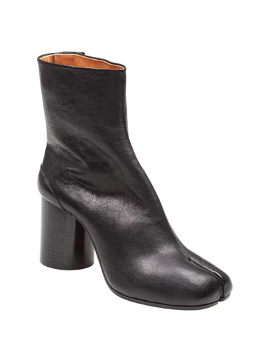 Maison Margiela Tabi Ankle Boots In Soft Brown Nappa In Black