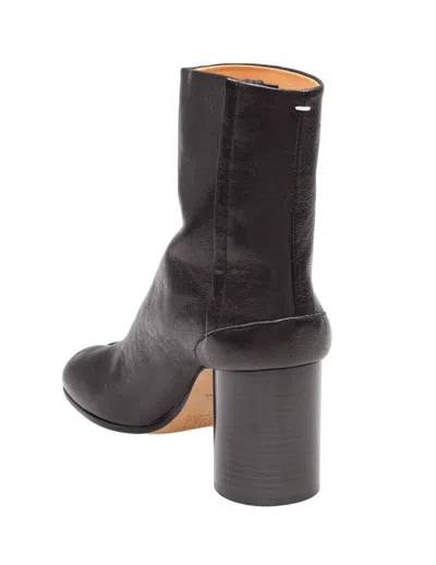 Maison Margiela Tabi Ankle Boots In Soft Brown Nappa In Black