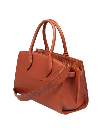 Ferragamo Studio Hammered Leather Handbag Cognac Color In Brown