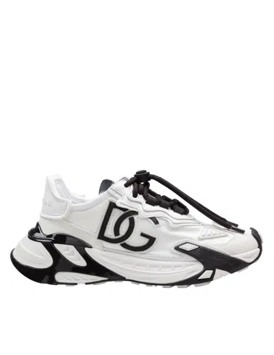Dolce & Gabbana Day Faster Viscose And Leather Sneakers, Black And White In Multi