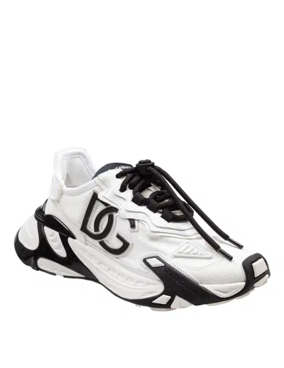 Dolce & Gabbana Day Faster Viscose And Leather Sneakers, Black And White In Multi
