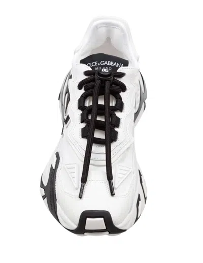 Dolce & Gabbana Day Faster Viscose And Leather Sneakers, Black And White In Multi