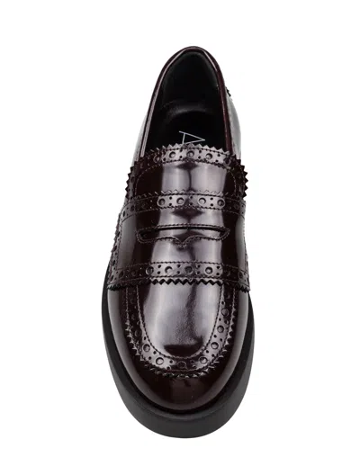 Agl Attilio Giusti Leombruni Leather Loafer In Mocha Color In Brown