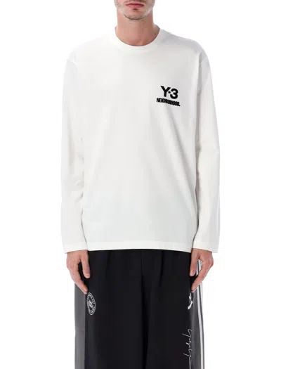Y-3 Nbhd Long Sleeve White Cotton T-shirt In White
