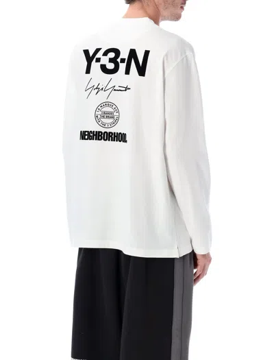 Y-3 Nbhd Long Sleeve White Cotton T-shirt In White