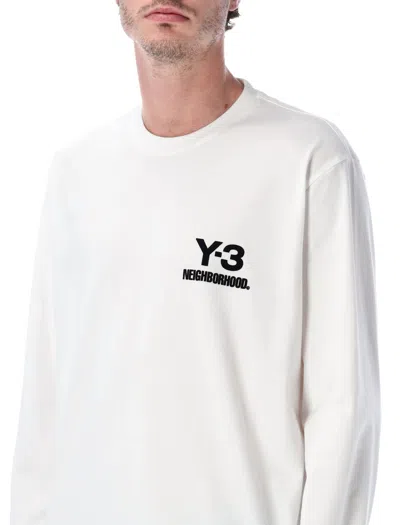 Y-3 Nbhd Long Sleeve White Cotton T-shirt In White