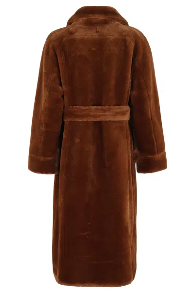Urbancode Belted Button-front Coat In Brown