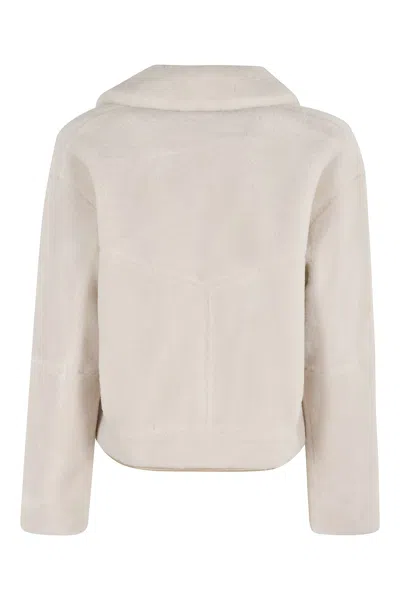 Urbancode Cream Reversible Jacket With Synthetic Sheepskin In White