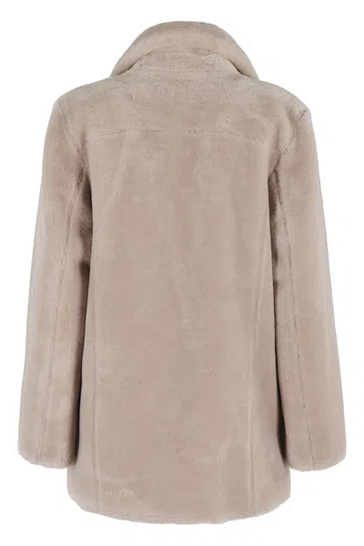 Urbancode Reversible Taupe Jacket With Shearling Details In Neutral