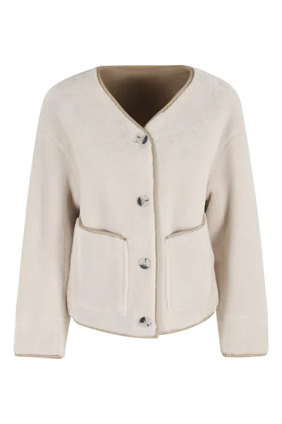 Urbancode Reversible Beige Jacket With Faux Shearling In Neutral