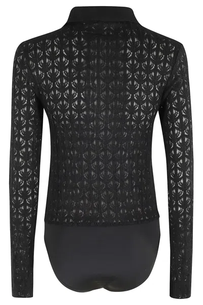 Pinko Knit Lace Bodysuit In Black