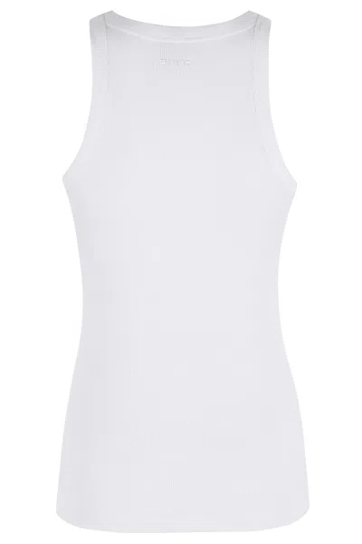 Pinko Rhinestone-embellished Slim Fit Sleeveless Top In White