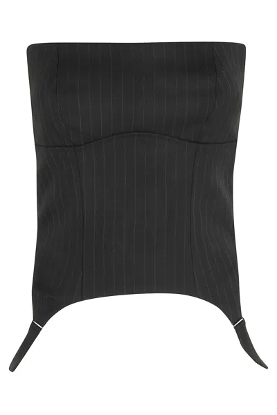 Misbhv Pinstripe Corset Top In Black