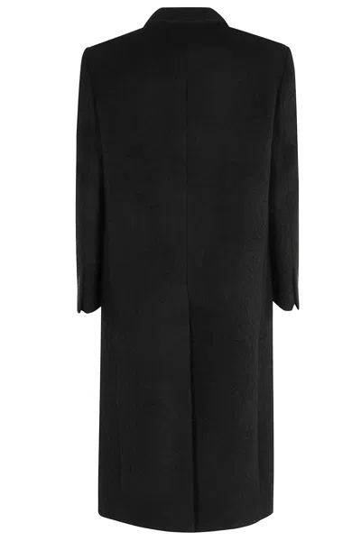 Dunst 2-way Boucle Wool Coat With Lapel Neckline And Flap Pockets In Black