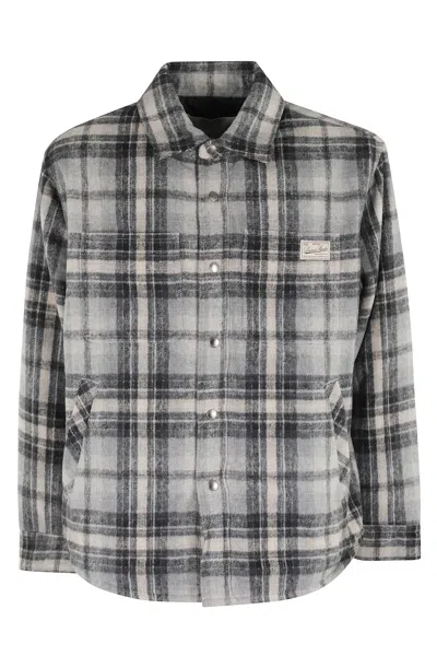 Dunst Unisex Quilted Check Flannel Shirt In Burgundy