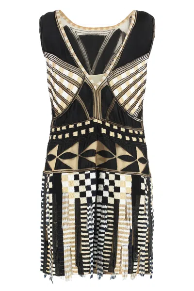 Alberta Ferretti Embroidered Mini Dress In Black